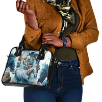 Satis Water Torrent Shoulder Handbag with Egyptian Flood Symbolism in Oceanic Blue Tones