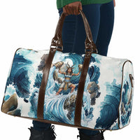 Satis Water Torrent Travel Bag with Egyptian Flood Symbolism in Oceanic Blue Tones