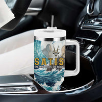 Satis Water Torrent Tumbler With Handle with Egyptian Flood Symbolism in Oceanic Blue Tones