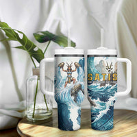Satis Water Torrent Tumbler With Handle with Egyptian Flood Symbolism in Oceanic Blue Tones