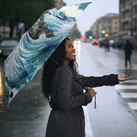 Satis Water Torrent Umbrella with Egyptian Flood Symbolism in Oceanic Blue Tones
