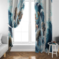 Satis Water Torrent Window Curtain with Egyptian Flood Symbolism in Oceanic Blue Tones