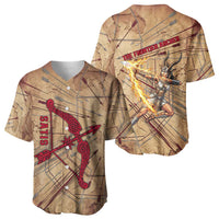 Satis Baseball Jersey with Fiery Bow and Arrow in Ancient Egyptian Warrior