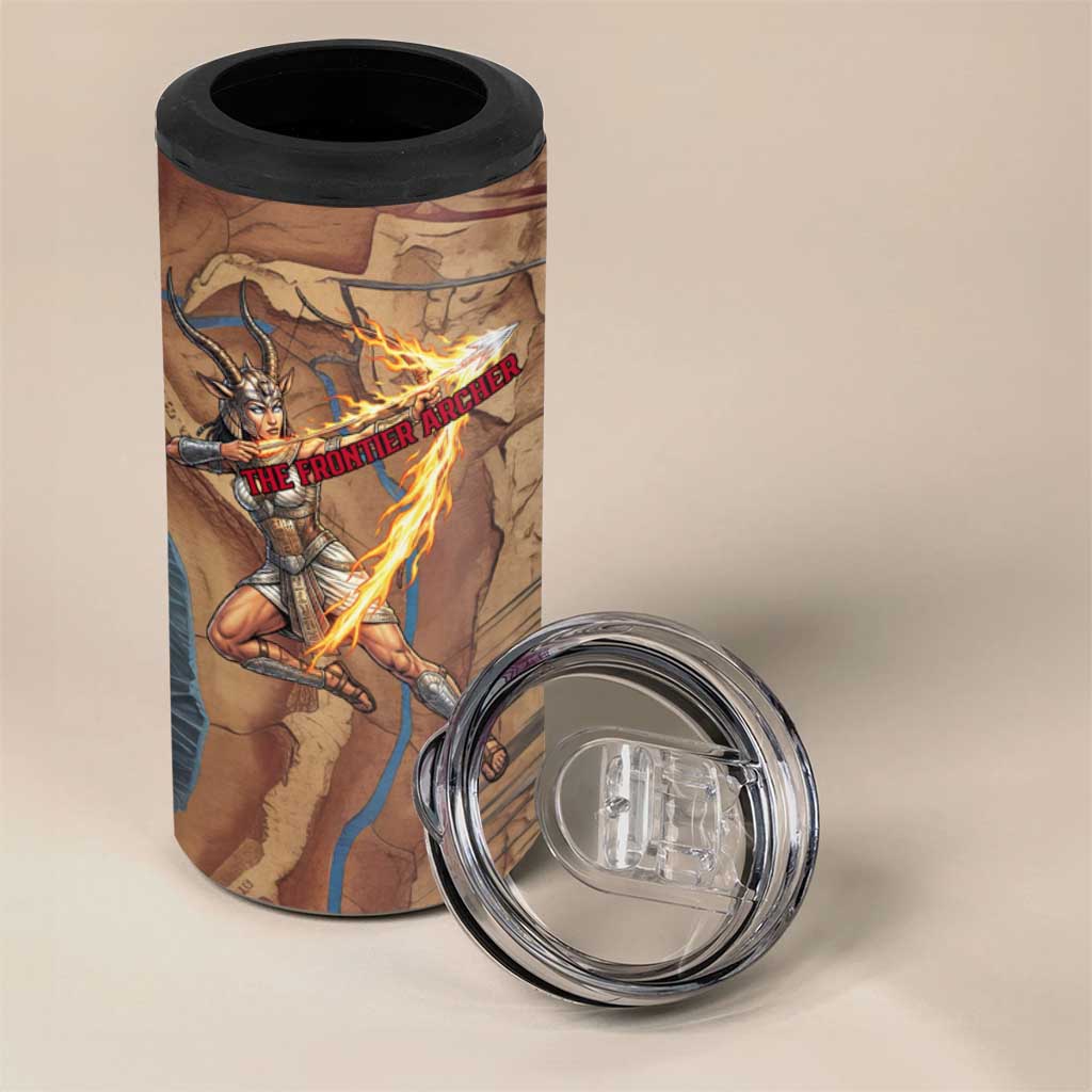 Satis 4 in 1 Can Cooler Tumbler with Fiery Bow and Arrow in Ancient Egyptian Warrior