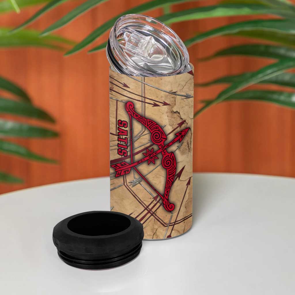 Satis 4 in 1 Can Cooler Tumbler with Fiery Bow and Arrow in Ancient Egyptian Warrior