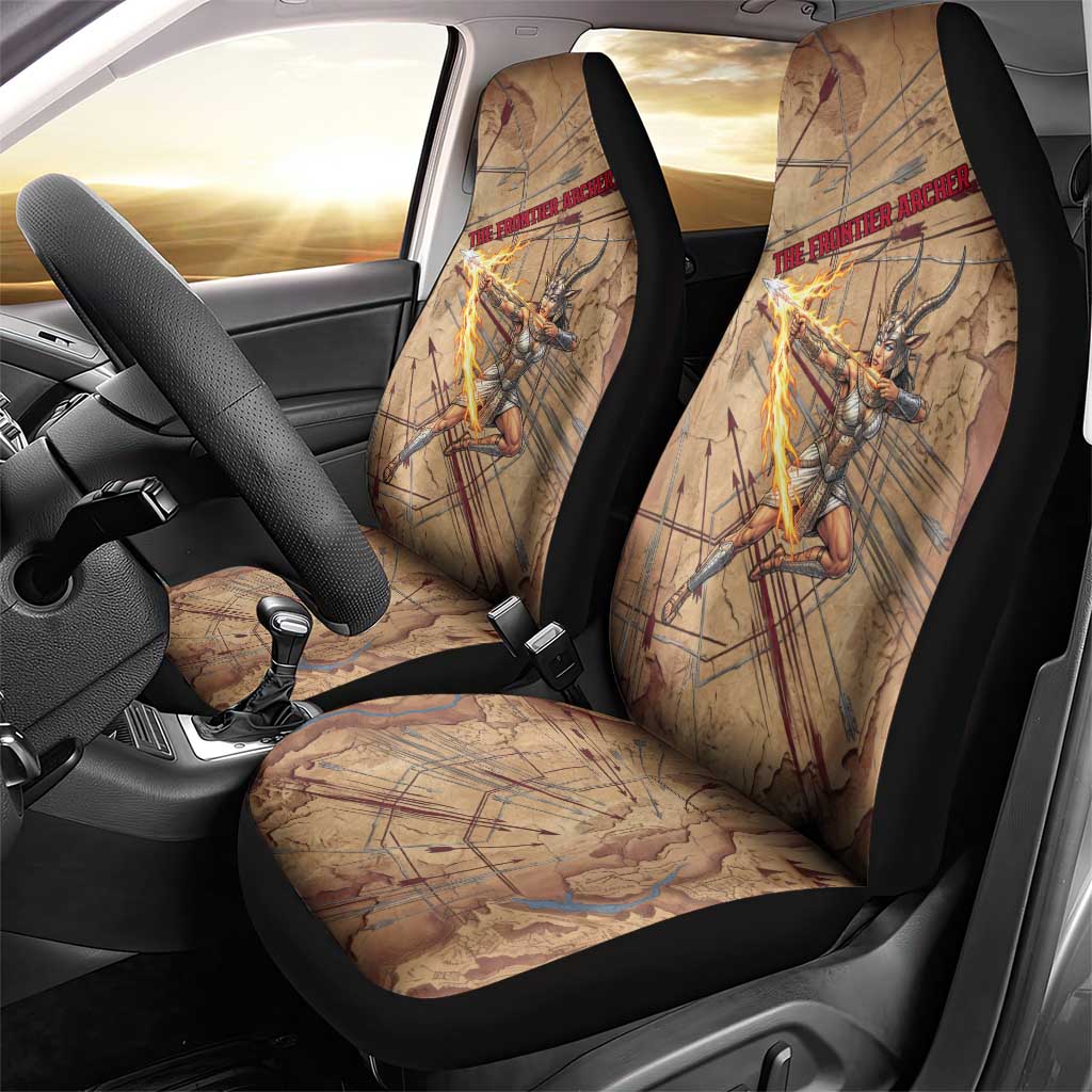 Satis Car Seat Cover with Fiery Bow and Arrow in Ancient Egyptian Warrior