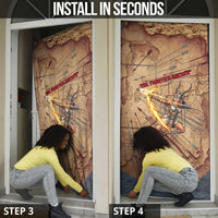Satis Door Cover with Fiery Bow and Arrow in Ancient Egyptian Warrior