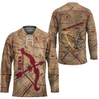 Satis Hockey Jersey with Fiery Bow and Arrow in Ancient Egyptian Warrior