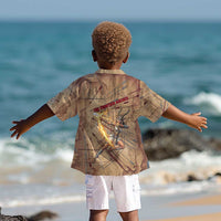Satis Kid Hawaiian Shirt with Fiery Bow and Arrow in Ancient Egyptian Warrior