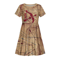 Satis Kid Short Sleeve Dress with Fiery Bow and Arrow in Ancient Egyptian Warrior