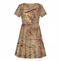 Satis Kid Short Sleeve Dress with Fiery Bow and Arrow in Ancient Egyptian Warrior