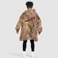 Satis Kid Wearable Blanket Hoodie with Fiery Bow and Arrow in Ancient Egyptian Warrior