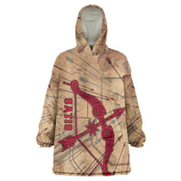 Satis Kid Wearable Blanket Hoodie with Fiery Bow and Arrow in Ancient Egyptian Warrior