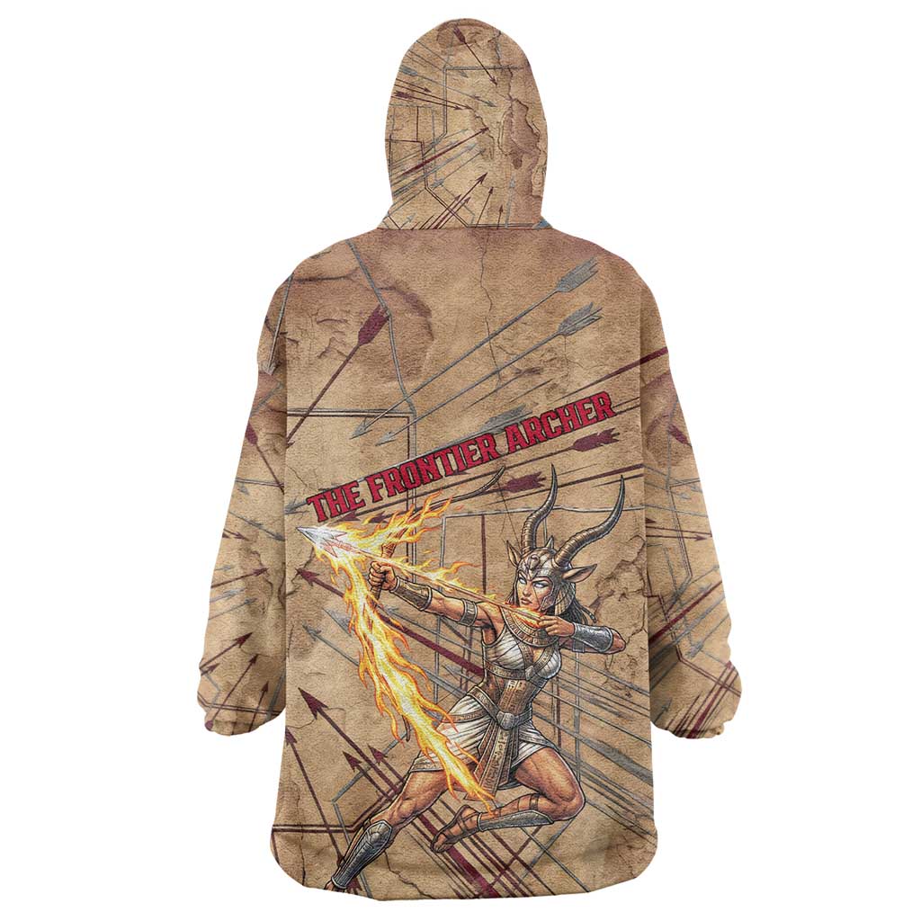 Satis Kid Wearable Blanket Hoodie with Fiery Bow and Arrow in Ancient Egyptian Warrior