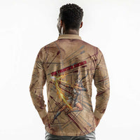 Satis Long Sleeve Polo Shirt with Fiery Bow and Arrow in Ancient Egyptian Warrior