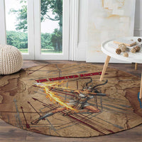 Satis Round Carpet with Fiery Bow and Arrow in Ancient Egyptian Warrior