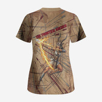Satis Scrub Top with Fiery Bow and Arrow in Ancient Egyptian Warrior
