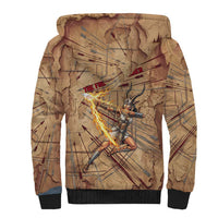 Satis Sherpa Hoodie with Fiery Bow and Arrow in Ancient Egyptian Warrior