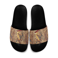 Satis Slide Sandals with Fiery Bow and Arrow in Ancient Egyptian Warrior
