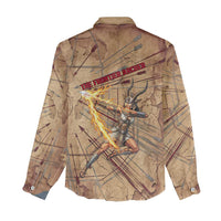 Satis Women Casual Shirt with Fiery Bow and Arrow in Ancient Egyptian Warrior