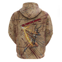 Satis Zip Hoodie with Fiery Bow and Arrow in Ancient Egyptian Warrior