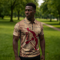 Satis Zipper Polo Shirt with Fiery Bow and Arrow in Ancient Egyptian Warrior