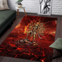 Sekhmet Area Rug Egyptian Fiery Lioness Head and Ancient Warrior