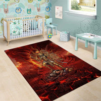 Sekhmet Area Rug Egyptian Fiery Lioness Head and Ancient Warrior