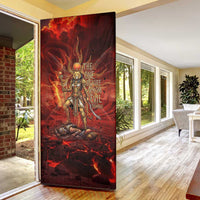 Sekhmet Door Cover Egyptian Fiery Lioness Head and Ancient Warrior