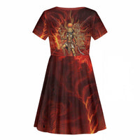Sekhmet Kid Short Sleeve Dress Egyptian Fiery Lioness Head and Ancient Warrior