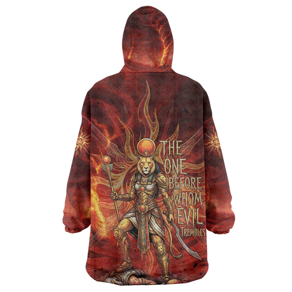 Sekhmet Kid Wearable Blanket Hoodie Egyptian Fiery Lioness Head and Ancient Warrior