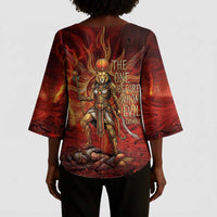 Sekhmet Kimono Sleeve Blouse Egyptian Fiery Lioness Head and Ancient Warrior