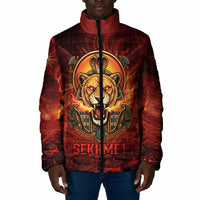 Sekhmet Padded Jacket Egyptian Fiery Lioness Head and Ancient Warrior