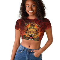 Sekhmet Raglan Cropped T shirt Egyptian Fiery Lioness Head and Ancient Warrior