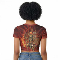 Sekhmet Raglan Cropped T shirt Egyptian Fiery Lioness Head and Ancient Warrior