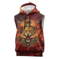 Sekhmet Sleeveless Hoodie Egyptian Fiery Lioness Head and Ancient Warrior