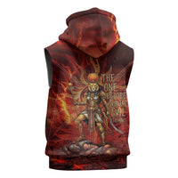 Sekhmet Sleeveless Hoodie Egyptian Fiery Lioness Head and Ancient Warrior