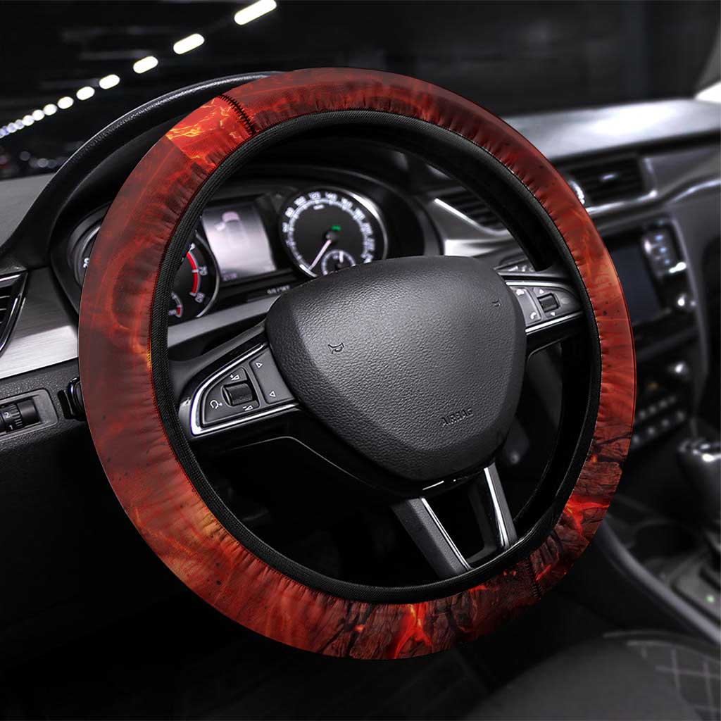 Sekhmet Steering Wheel Cover Egyptian Fiery Lioness Head and Ancient Warrior