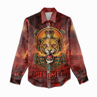 Sekhmet Women Casual Shirt Egyptian Fiery Lioness Head and Ancient Warrior