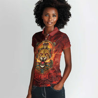 Sekhmet Women Polo Shirt Egyptian Fiery Lioness Head and Ancient Warrior