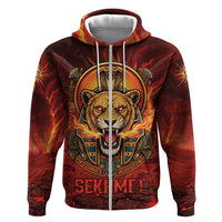 Sekhmet Zip Hoodie Egyptian Fiery Lioness Head and Ancient Warrior