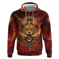 Sekhmet Zip Hoodie Egyptian Fiery Lioness Head and Ancient Warrior
