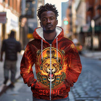 Sekhmet Zip Hoodie Egyptian Fiery Lioness Head and Ancient Warrior