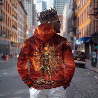 Sekhmet Zip Hoodie Egyptian Fiery Lioness Head and Ancient Warrior