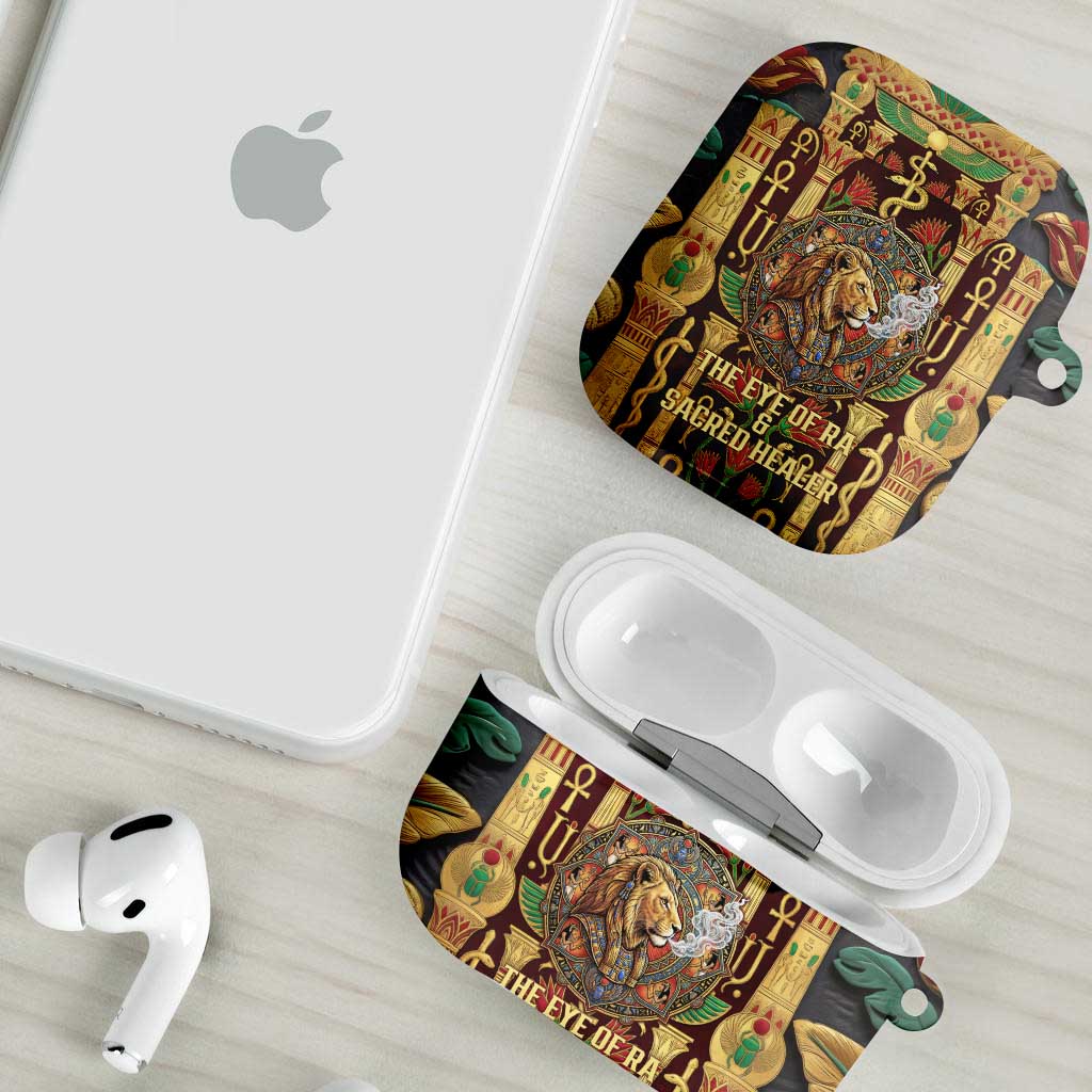 Sekhmet AirPods Case with Eye of Ra and Sacred Lion Symbol in Egyptian Healer