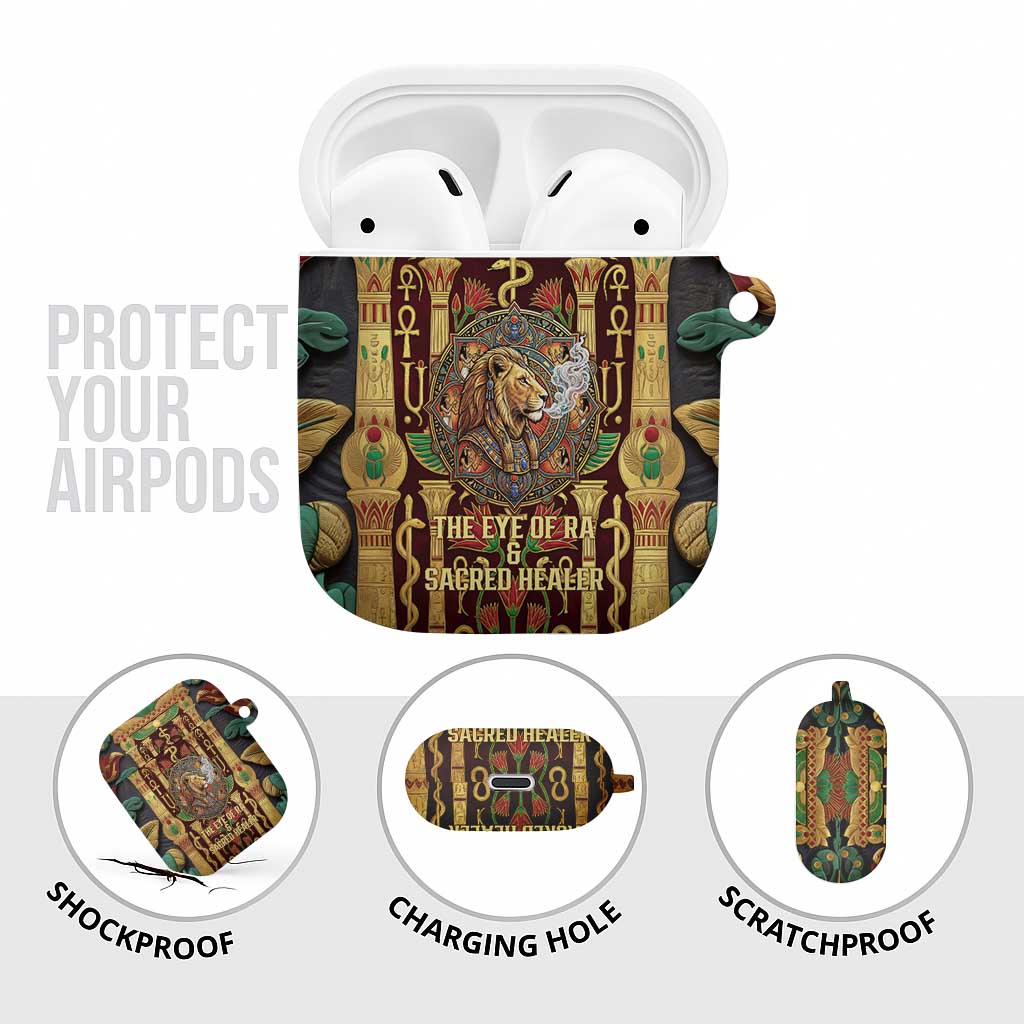 Sekhmet AirPods Case with Eye of Ra and Sacred Lion Symbol in Egyptian Healer