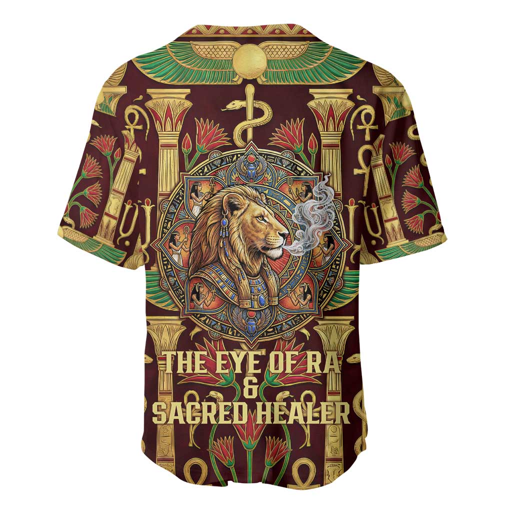 Sekhmet Baseball Jersey with Eye of Ra and Sacred Lion Symbol in Egyptian Healer