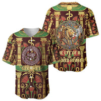 Sekhmet Baseball Jersey with Eye of Ra and Sacred Lion Symbol in Egyptian Healer