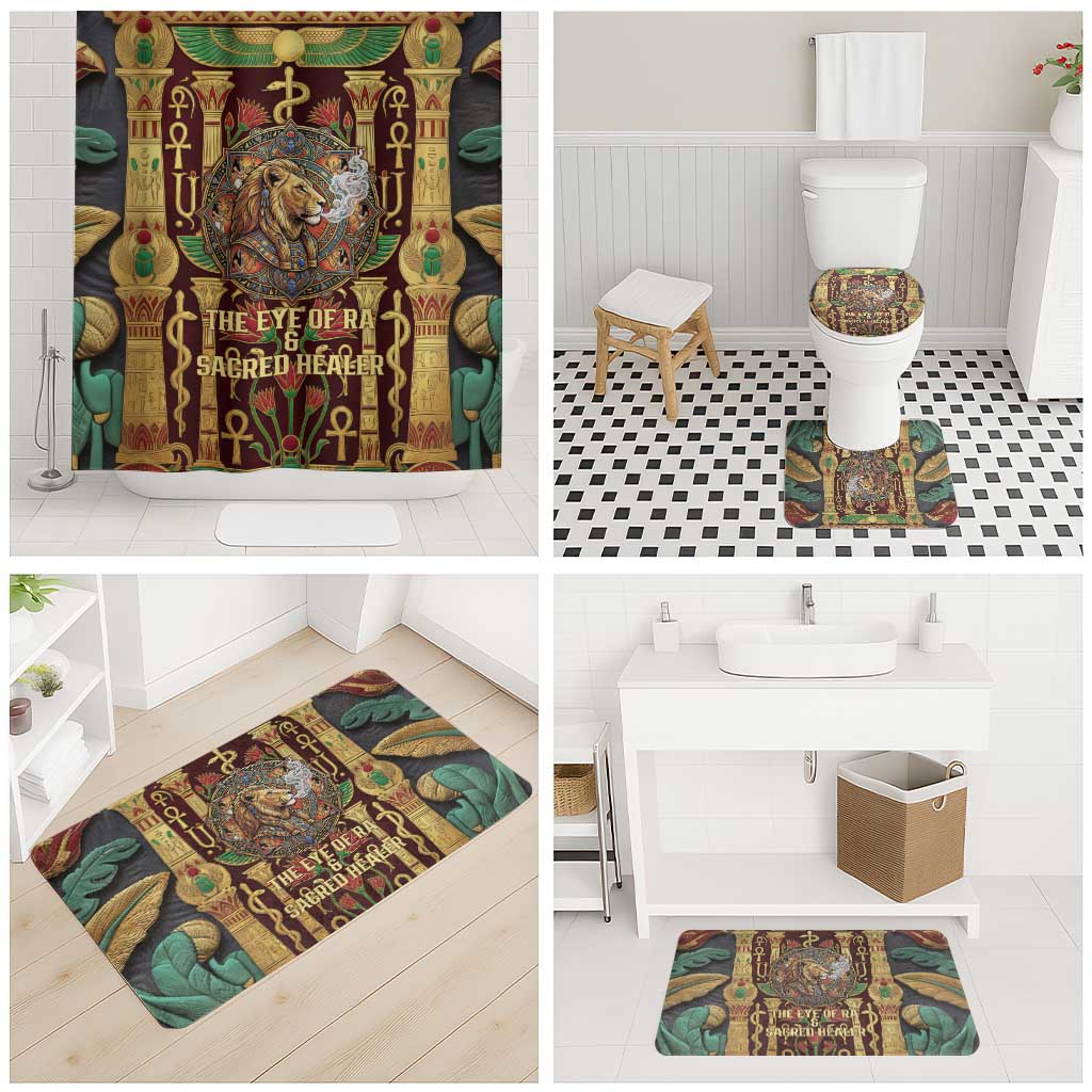Sekhmet Bathroom Set with Eye of Ra and Sacred Lion Symbol in Egyptian Healer