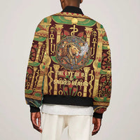 Sekhmet Bomber Jacket with Eye of Ra and Sacred Lion Symbol in Egyptian Healer